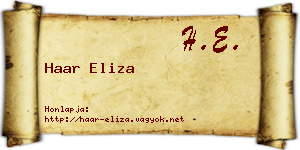 Haar Eliza névjegykártya